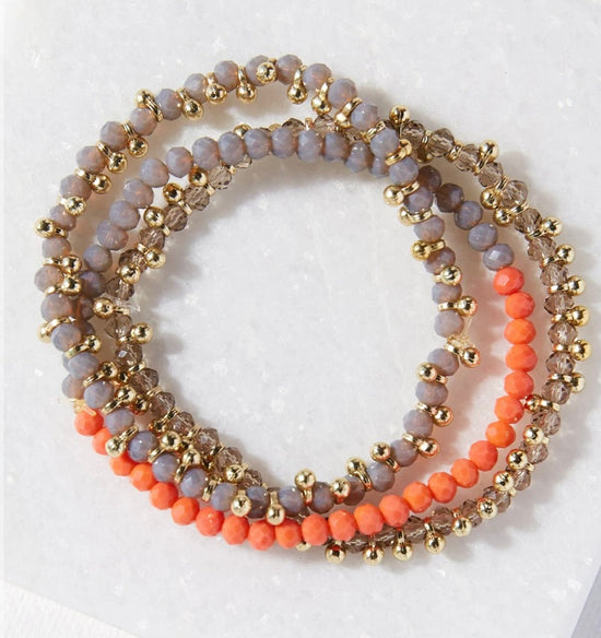 GREY CORAL GLASS BRASS BRACELETS