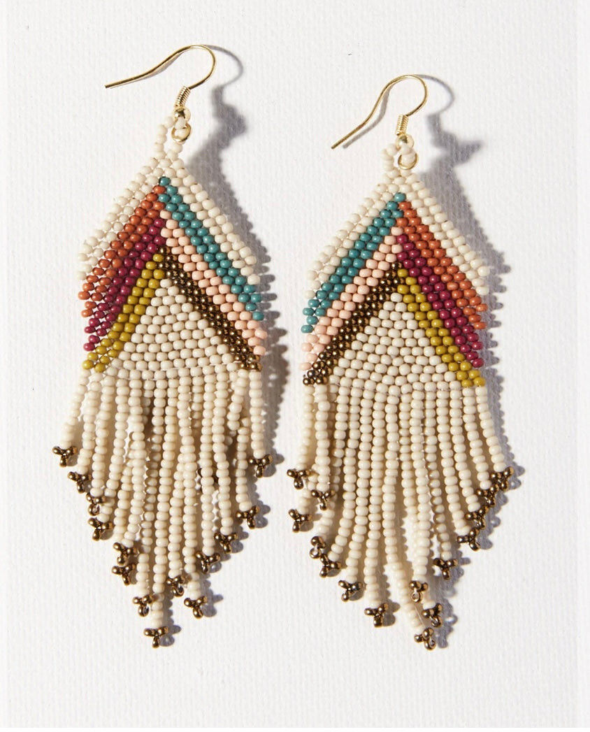 IVORY GOLD MUTED CHEVRON EARRINGS